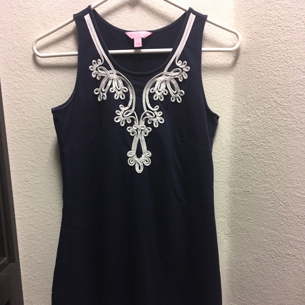 Navy Lilly Pulitzer sweatshirt shift dress